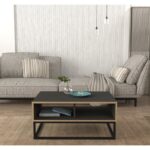 Τραπέζι σαλονιού Dolores Sapphire ανθρακί μελαμίνη μεταλλικός σκελετός 90x60x41 6εκ ed4715