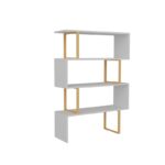 Βιβλιοθήκη Adriana χρυσή άσπρη μελαμίνη 91 5x29 5x124 5cm ed4716 - Image 3