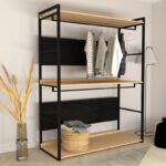 Ντουλάπα Perpa δρυς μαύρο μελαμίνη 160x40x170εκ ed4734 - Image 4