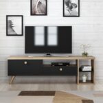 Έπιπλο tv Unico μαύρο oak χρώμα μελαμίνη 150x35x47cm ed473