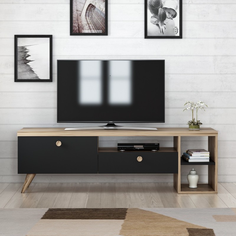 473_0-800x800 Έπιπλο tv Unico μαύρο oak χρώμα μελαμίνη 150x35x47cm ed473 - Image 1