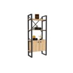 Βιβλιοθήκη Milano Sapphire μαύρο μελαμίνη μεταλλικό πλαίσιο 64x32x160εκ ed4759 - Image 4