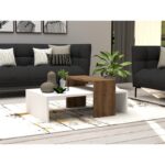 Τραπέζι σαλονιού Glow άσπρο καρυδί μελαμίνη 80x50x31 8εκ ed4843