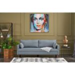 Καναπές τριθέσιος Bella μπλε 208x85x81cm ed4857