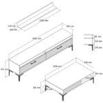 Σετ επίπλων σαλονιού Istanbul καρυδί άσπρη μελαμίνη 180x35x47cm μεταλλικά πόδια ed4879 - Image 2