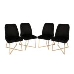 Σετ καρέκλες Madrid μέταλλο βελούδο μαύρο 4 τεμάχια 50x49x90cm ed4883