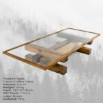 Τραπέζι σαλονιού Yabila μασίφ ξύλο επιφάνεια γυαλί 180x76x30εκ ed4912