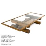 Τραπέζι σαλονιού Yabila μασίφ ξύλο επιφάνεια γυαλί 180x76x30εκ ed4912 - Image 3