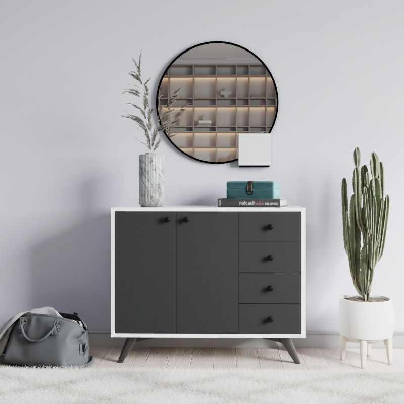 4917_0-800x800 Μπουφέ Libra λευκό ανθρακί μελαμίνη 100x35x82cm ed4917 - Image 1