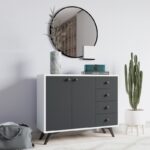 Μπουφέ Libra λευκό ανθρακί μελαμίνη 100x35x82cm ed4917 - Image 4