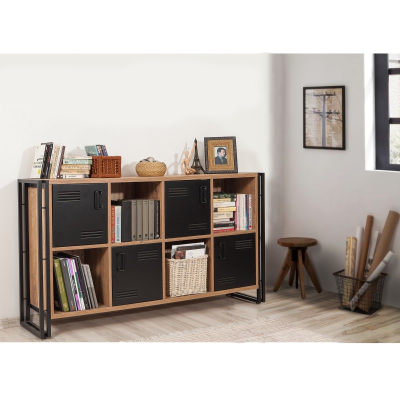 491_0-800x800 Μπουφέ Cosmo Atlantic Pine μαύρο χρώμα 164x35x89cm ed491 - Image 1