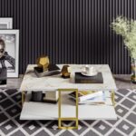 Τραπέζι σαλονιού Polka άσπρο μάρμαρο μελαμίνη μεταλλικός σκελετός 91 5x61 5x36 6εκ ed492 - Image 5