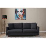 Καναπές τριθέσιος Eva ανθρακί 210x90x82cm ed4931