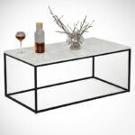 Τραπέζι σαλονιού Cosco άσπρο μάρμαρο μελαμίνη μεταλλικά πόδια 95x55x43εκ ed495