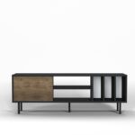 Έπιπλο τηλεόρασης Pietra καρυδί μαύρο 160x35x57 2cm μελαμίνη ed4962 - Image 5