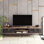 Έπιπλο tv Asti λευκό χρυσό χρώμα μελαμίνη 180x45 6x35 2cm ed4983 - Image 5
