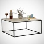 Τραπέζι σαλονιού Poly δρυς μελαμίνη μεταλλικός σκελετός 75x75x43εκ ed4984