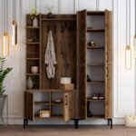 Έπιπλο εισόδου Viyana καρυδί μελαμίνη μεταλλικά πόδια 150x35x200εκ ed498 - Image 5