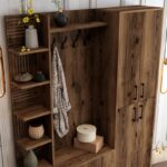 Έπιπλο εισόδου Viyana καρυδί μελαμίνη μεταλλικά πόδια 150x35x200εκ ed498 - Image 4