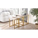 Σετ βοηθητικά τραπέζια σαλονιού Brent μελαμίνη μέταλλο 40x41 8cm ed4999 - Image 4