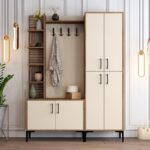 Έπιπλο εισόδου Viyana καρυδί κρεμ μελαμίνη μεταλλικά πόδια 150x35x200εκ ed499