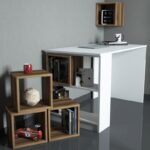 Γραφείο Londra λευκό καρυδί μελαμίνη 120x65x75cm ed5032 - Image 5