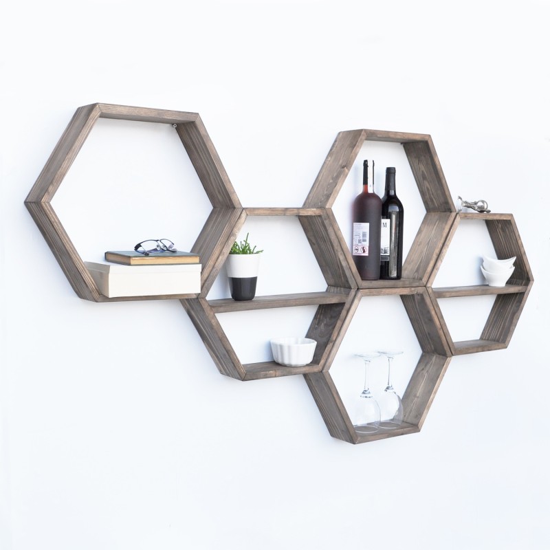 5042_0-800x800 Ραφιέρα Hex καρυδί ξύλο 40x10x40εκ ed5042 - Image 1