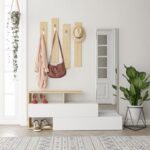 Έπιπλο εισόδου Ramda άσπρο δρυς μελαμίνη καθρέπτης 137x35x54 5εκ ed504