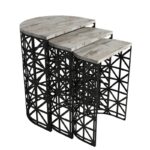 Τραπεζάκια σαλονιού set Stil μέταλλο μελαμίνη άσπρη Marble 46x33x62cm ed5056 - Image 3