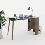 Γραφείο Fume ανθρακί καρυδί 120x60x73 8cm ed5091 - Image 5