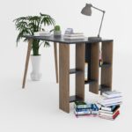 Γραφείο Fume ανθρακί καρυδί 120x60x73 8cm ed5091 - Image 4