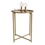 Τραπέζι σαλονιού Cento 50x60cm μέταλλο χρυσό γυαλί ed5096 - Image 4