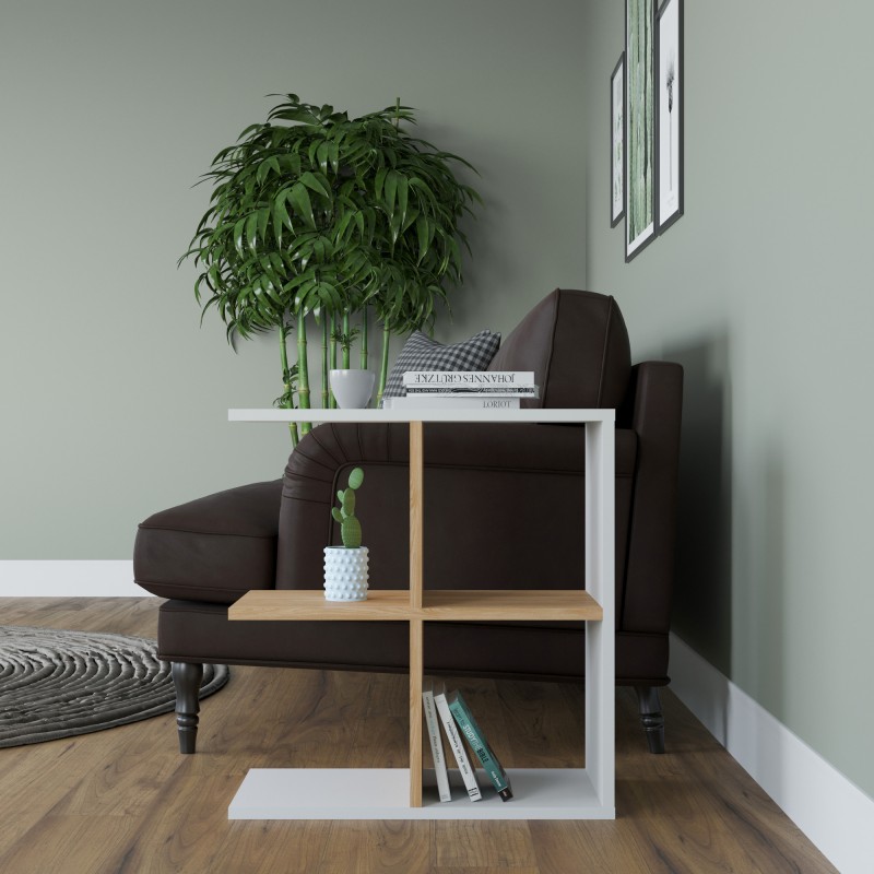 5108_0-800x800 Βοηθητικό τραπεζάκι Hamlet άσπρη oak μελαμίνη 59 6x29 6x63 2cm ed5108 - Image 1