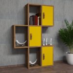 Ράφι τοίχου Flora καρυδί κίτρινη μελαμίνη 50x20x112 6cm ed5113 - Image 4