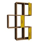 Ράφι τοίχου Flora καρυδί κίτρινη μελαμίνη 50x20x112 6cm ed5113 - Image 3