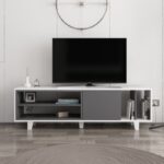 Έπιπλο τηλεόρασης Rosmar ανθρακί λευκό 160x35x48 6cm ed5117 - Image 5