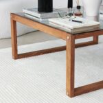 Τραπέζι σαλονιού Via μασίφ ξύλο επιφάνεια γυαλί 90x90x40εκ ed5129 - Image 4