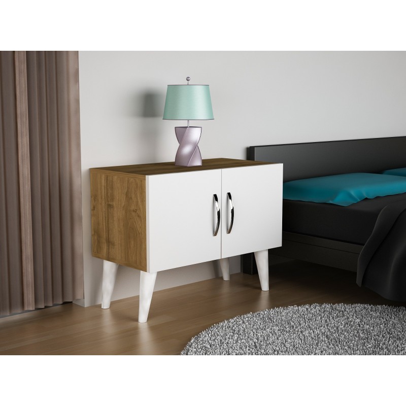 5133_0-800x800 Κομοδίνο Bellini λευκό καρυδί 70 3x37 1x55cm ed5133 - Image 1