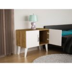 Κομοδίνο Bellini λευκό καρυδί 70 3x37 1x55cm ed5133 - Image 5