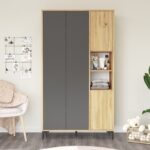 Ντουλάπα Air δρυς ανθρακί μελαμίνη 105x50x190 4εκ ed5135