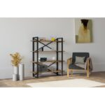 Βιβλιοθήκη Makro καρυδί μελαμίνη 106x33x120εκ ed516