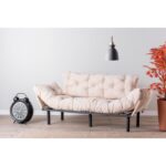 Anitta τριθέσιος καναπές κρεβάτι ύφασμα κρεμ 227x49x75cm ed5179