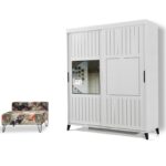 Ντουλάπα ρούχων Pasific 180x60x216cm άσπρη μελαμίνη ed5195 - Image 5