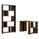 Set γραφείο και βιβλιοθήκη Londra καρυδί ανθρακί χρώμα μελαμίνη 120x60x75 4cm ed5198 - Image 3