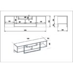 Έπιπλο τηλεόρασης Asini λευκό μαύρο 149 4x35 2x40 2cm ed5202 - Image 2