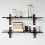 Ραφιέρα Don καρυδί πεύκο ξύλο επιφάνεια γυάλι 85x25x25εκ ed5208 - Image 5