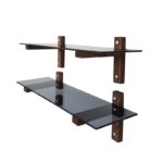 Ραφιέρα Don καρυδί πεύκο ξύλο επιφάνεια γυάλι 85x25x25εκ ed5208 - Image 3