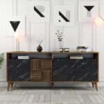 Μπουφέ Pavia καρυδί μαύρο χρώμα μελαμίνη 180x35x78 6cm ed520