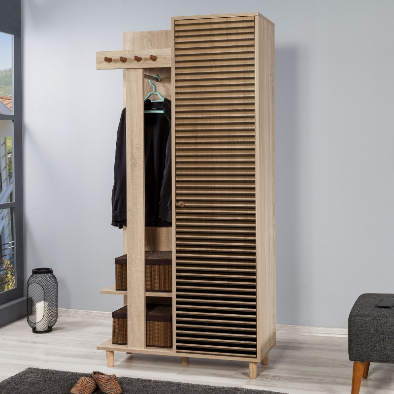 521_0-800x800 Έπιπλο εισόδου Garmanto δρυς μελαμίνη 90x36x194εκ ed521 - Image 1