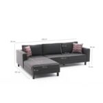 Γωνιακός καναπές Kale Left ανθρακί 258x181x83cm ed5228 - Image 2